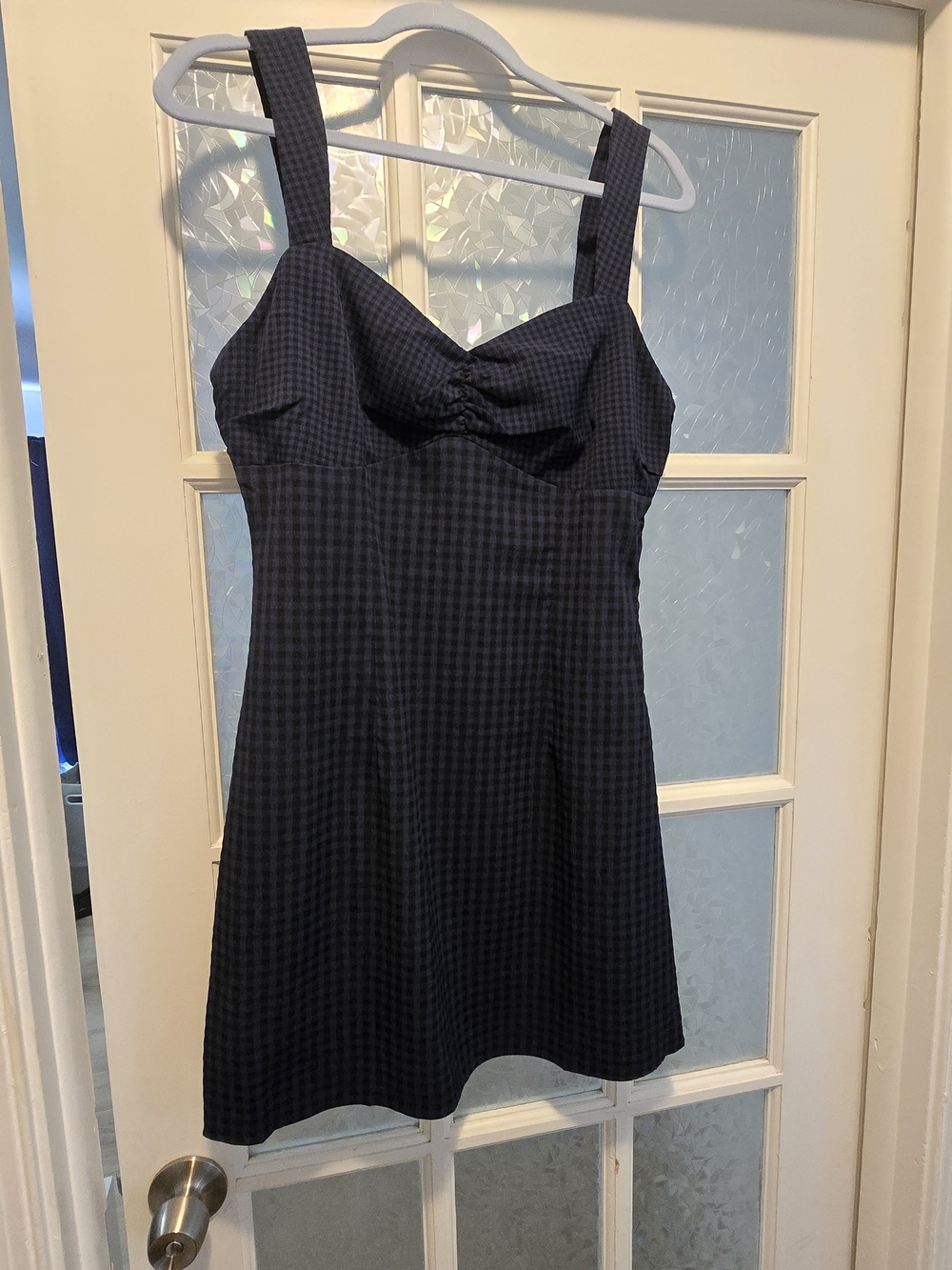 Rihoas Navy Gingham A-Line Dress